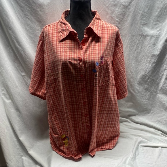 Vtg 90’s Disney POOH PIGLET Plaid Button Up Embroidered Shirt sz XXL - Picture 3 of 11